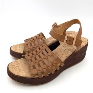 Korks Marley Platform Wedge Sandal Ankle Strap Women's Brown Size US10M EU41
